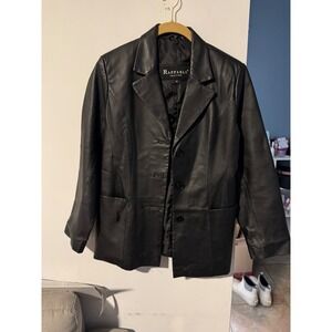 Raffaelo Vintage Genuine Leather Black Jacket   Womens Medium